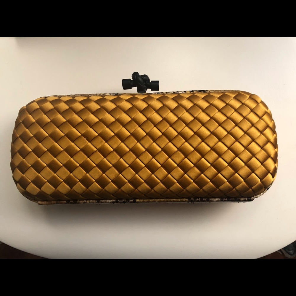 Bottega Veneta intrecciato satin clutch